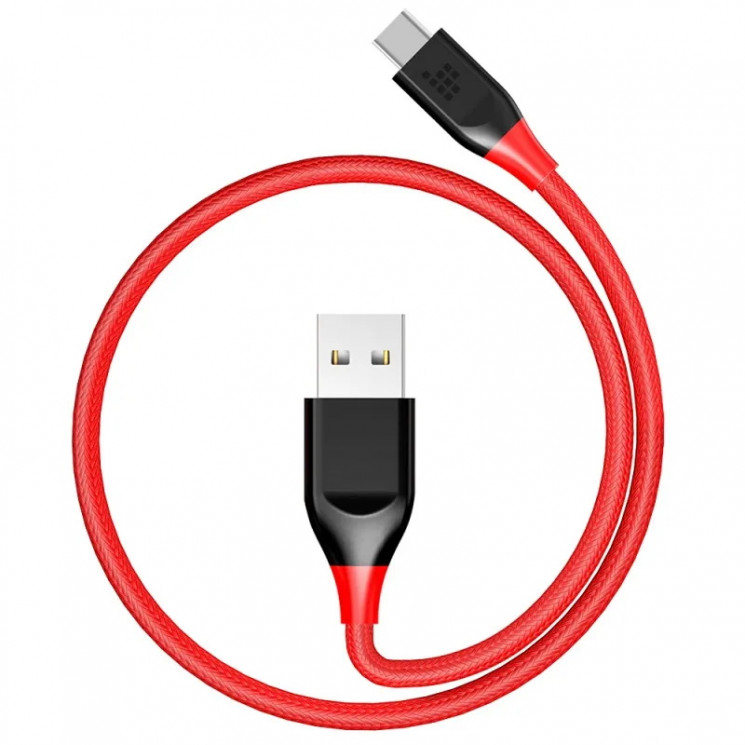 Кабель Nylon USB to Type-C, 1m (красный)